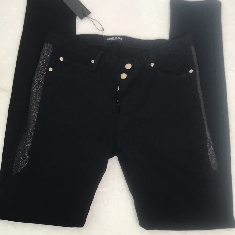 Keiser Clark Racer Skinny Glitter Black Jeans - Picture 2 of 5